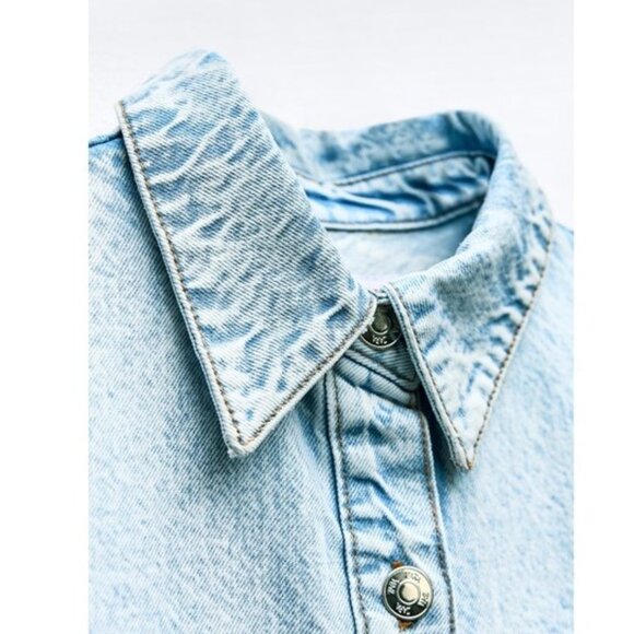 NEW Zara Z1975 DENIM MIDI DRESS S - Picture 6 of 15